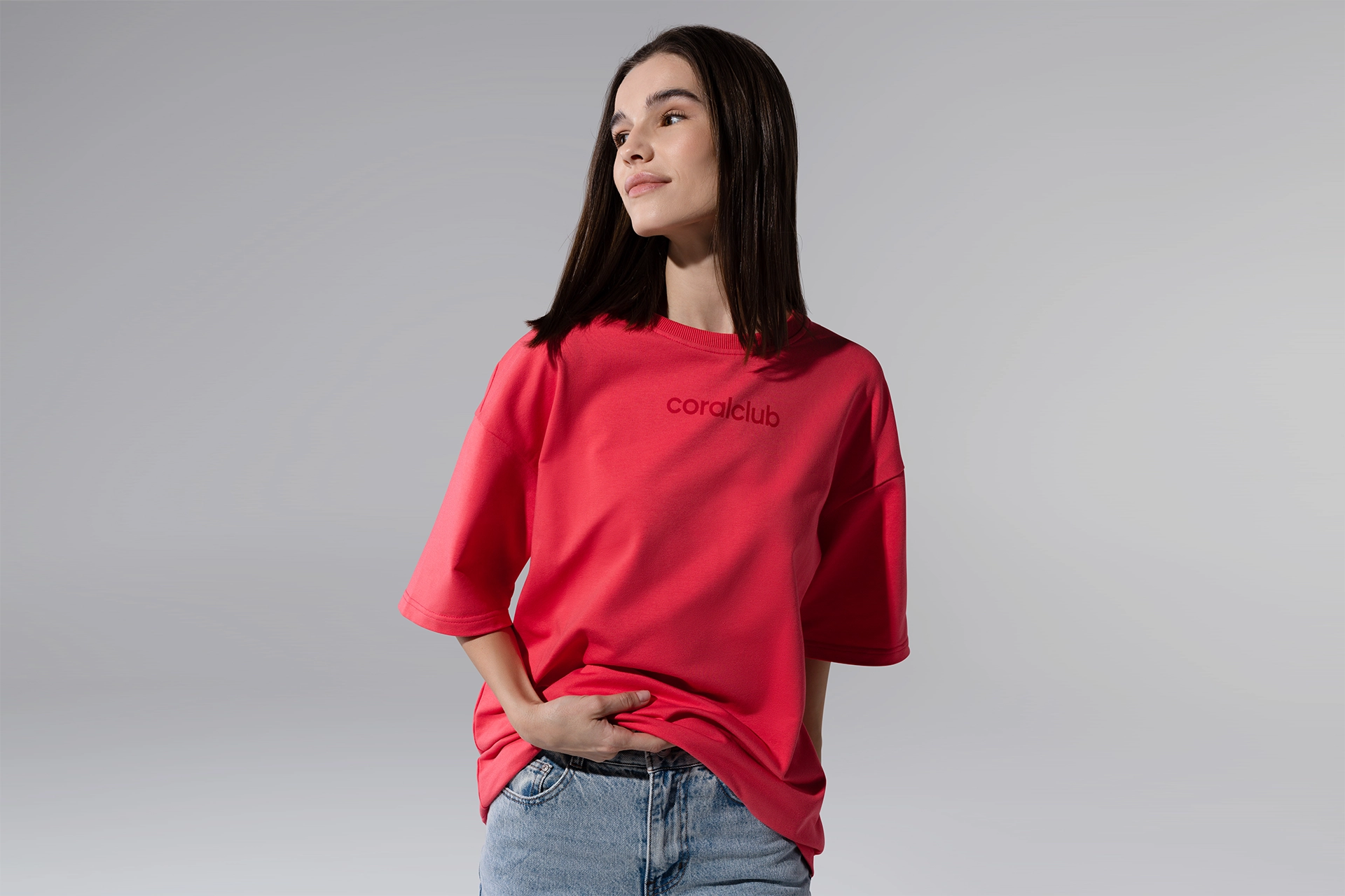 Oversized T-Shirt, korallenrot