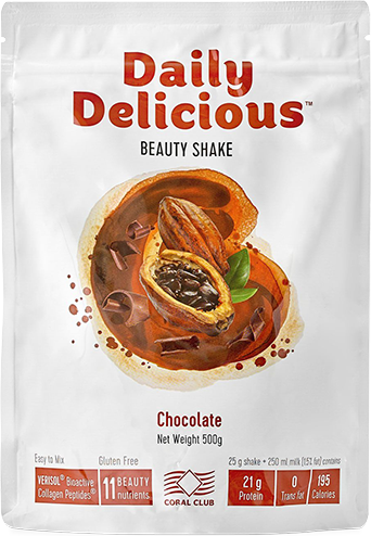 Daily Delicious Beauty Shake in der Geschmacksrichtung Schokolade