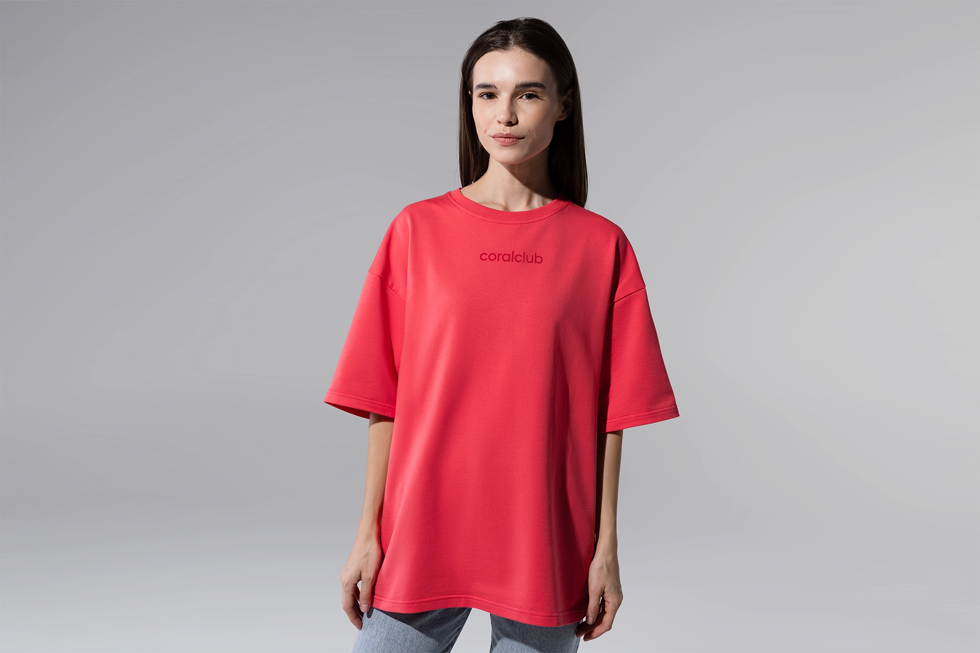 Oversized T-Shirt, korallenrot