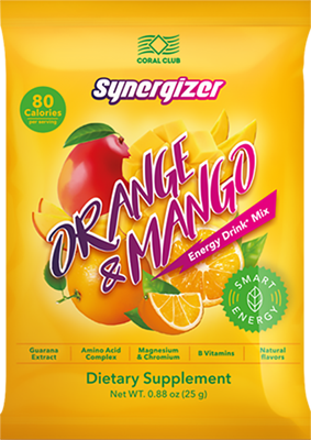 Synergizer mit dem Geschmack Orange und Mango